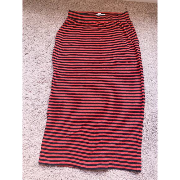 Clare V Le Tube Striped Midi Skirt Orange Black Small Artsy Academia Career Fall - Picture 4 of 9